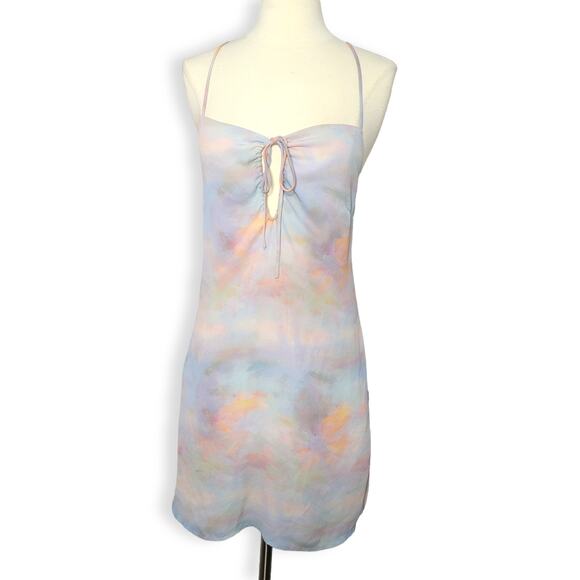 Skyler & Madison "Molly" Pastel Cloud Open Back Mini Dress Size Large - Picture 8 of 15